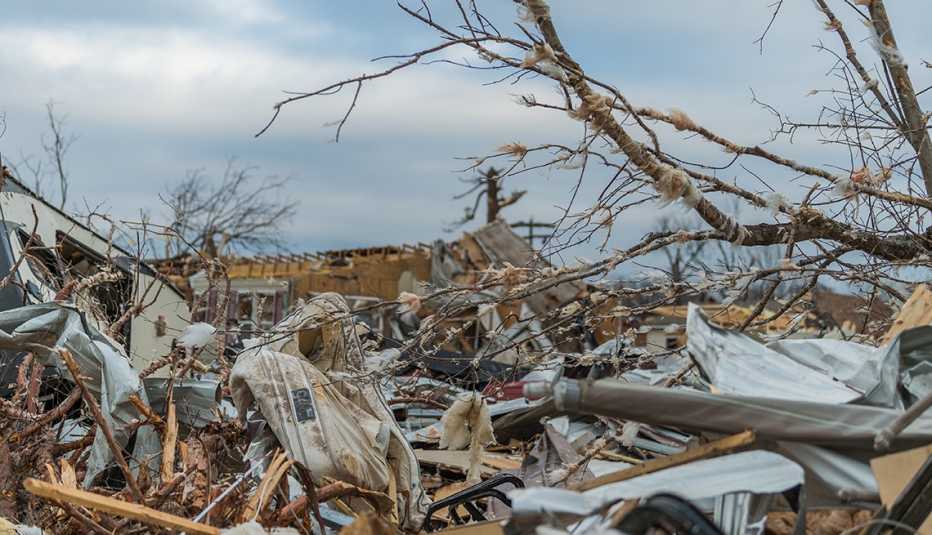 debris after a tornado moved across a town