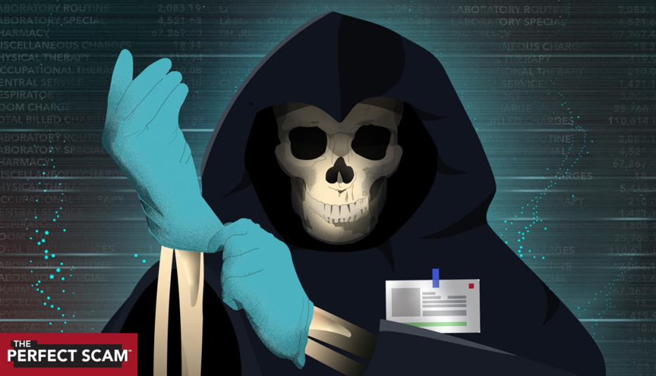 Website graphic - A skeleton putting on gloves with a doctor badge