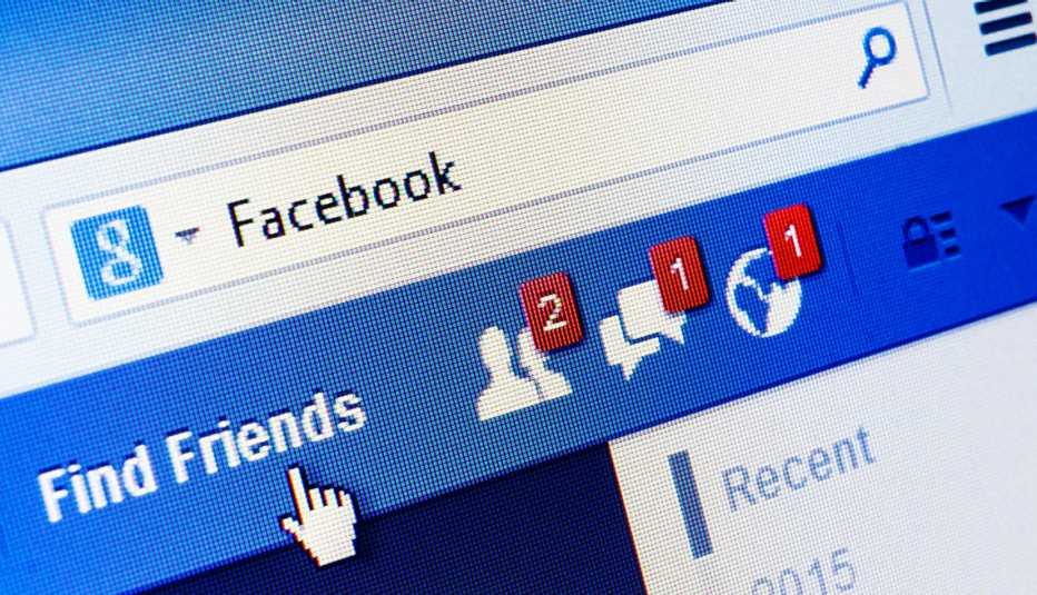 Facebook.com homepage on the screen showing unread friend request, unread likes and more.